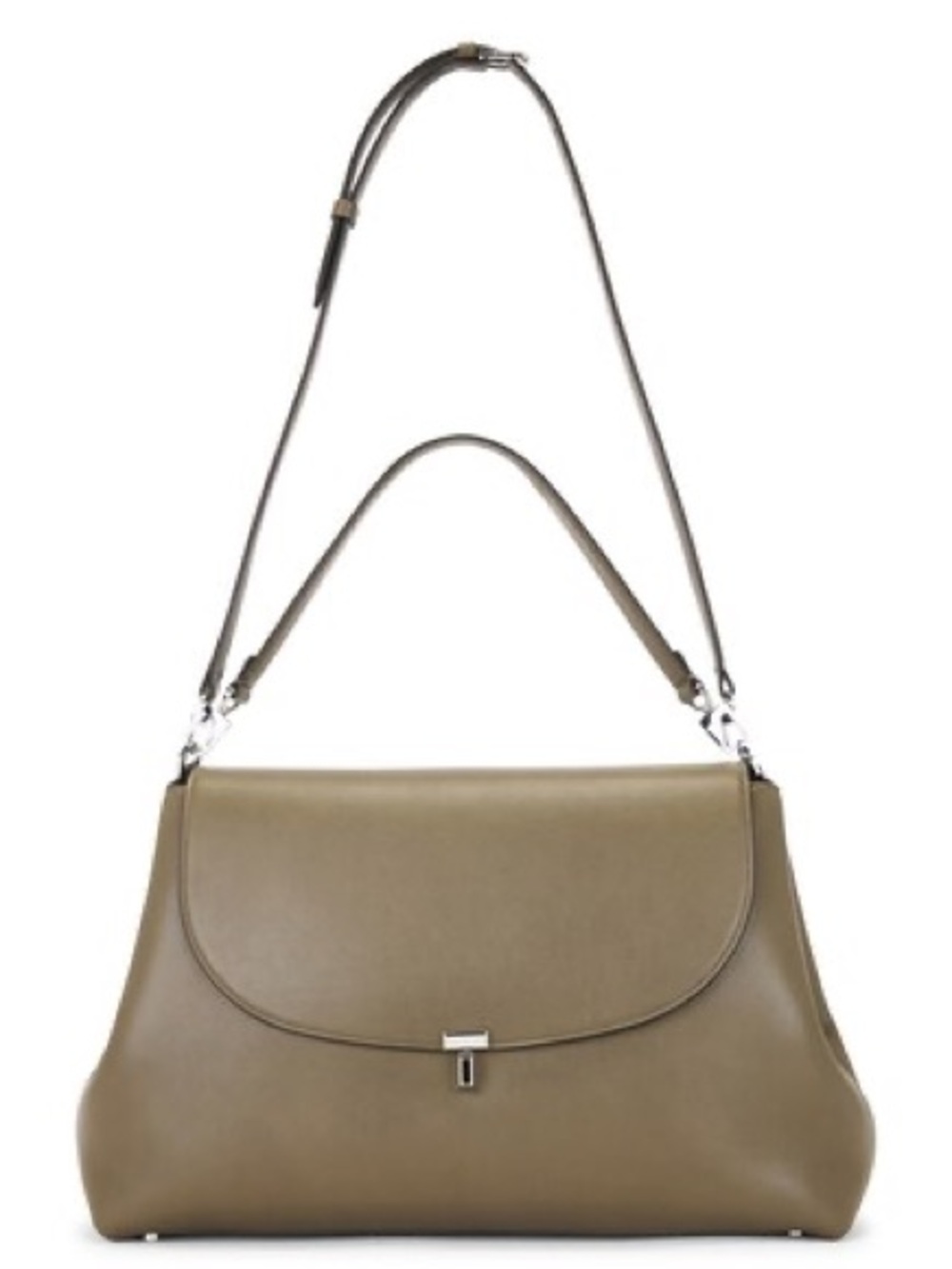 (NWOT) TOTEME T-Lock Grained Leather Top Handle Bag in Dark Taupe